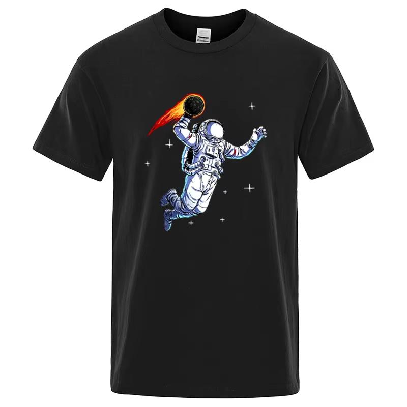 Space Astronaut Throw Meteor Graphic Tshirt Universe Stars Print Unisex Casual Short Sleeve Streetwear Space Lover Tee