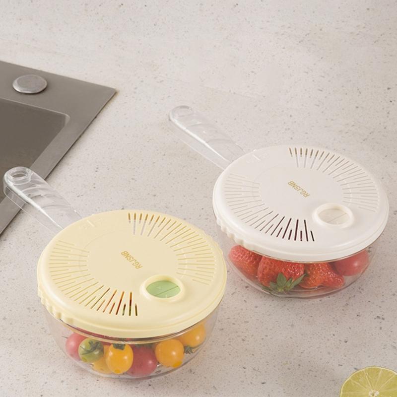 Multifunctional 2 In 1 Plastic Fruit Washing Bowl with Strainer and Integrated Drain Tray for Efficient Kitchen Use