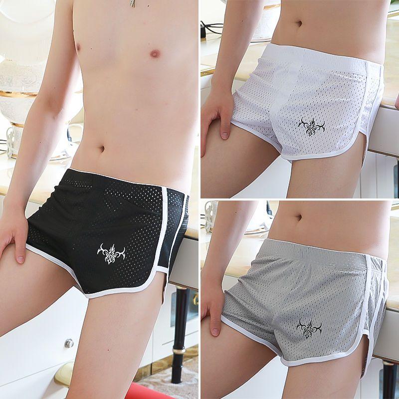 Свободное нижнее белье из ледяного шелка для мальчиков, мужские шорты-боксеры, летние тонкие дышащие молодежные четырехугольные шорты большого размера