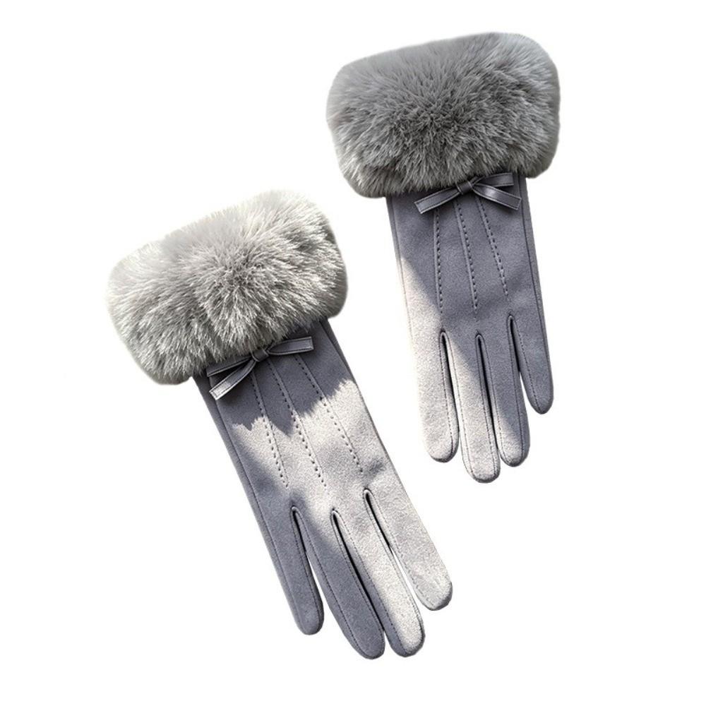 Thick Fleece Lined Winter Warm Gloves Faux Suede Material Fleece Lined Gloves For Women