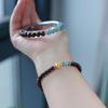 S925 Sterling Silver Wénwán Blue Jade & Agarwood Beaded Bracelet, 5mm, Cultural & Creative Single Loop Jewelry Gift