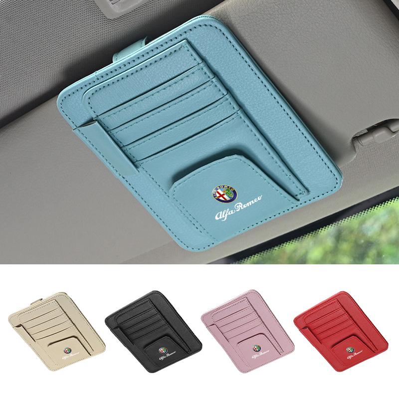 Car Sun Visor Card Holder Multi-Slot For Alfa Romeo Giulietta 159 147 156 166 Mito Giulia GT Stelvio Tonale sjh899