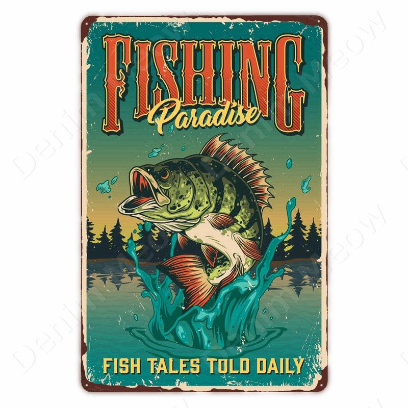 Hisun Tin Sign Camping Family Tin Sign Fishing Vintage Metal Tin Signs for Club Outdoor Hiking Wall Decorative Adventure Explore Retro Plaque