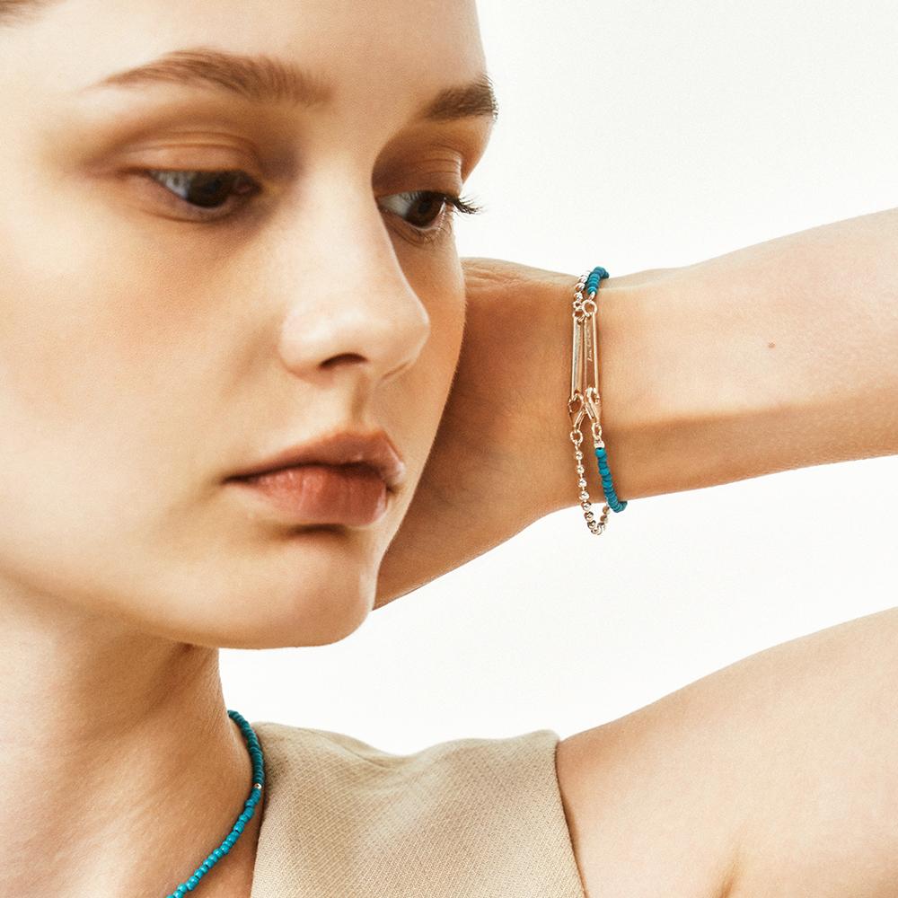 Серебряный браслет Lunne 925 с шариком-подвеской и бирюзой #Lsb20