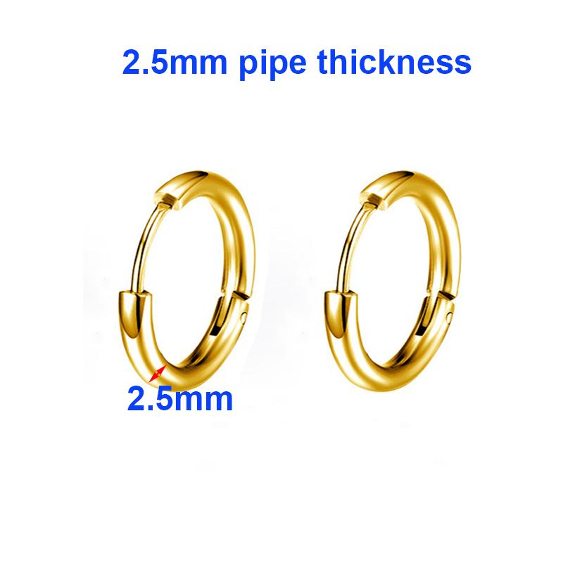 Titanium Steel 2/2.5mm Pipe Thickness Multi Size Round Hoop Earrings For Men Classic Jewelry of Accessories