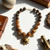 Designer's new retro style, stainless steel, sun pendant, resin, acrylic bead, jewelry, necklace
