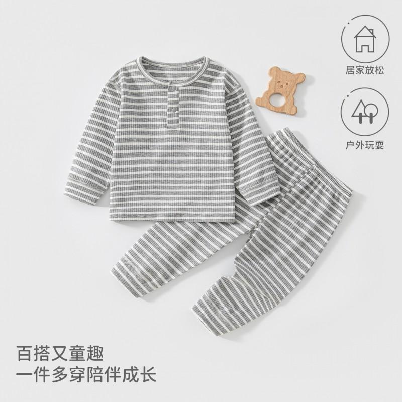 Baby Striped Long Sleeve Pajamas Set 2Pcs Fall Winter Soft Homewear 0-3 Years Old