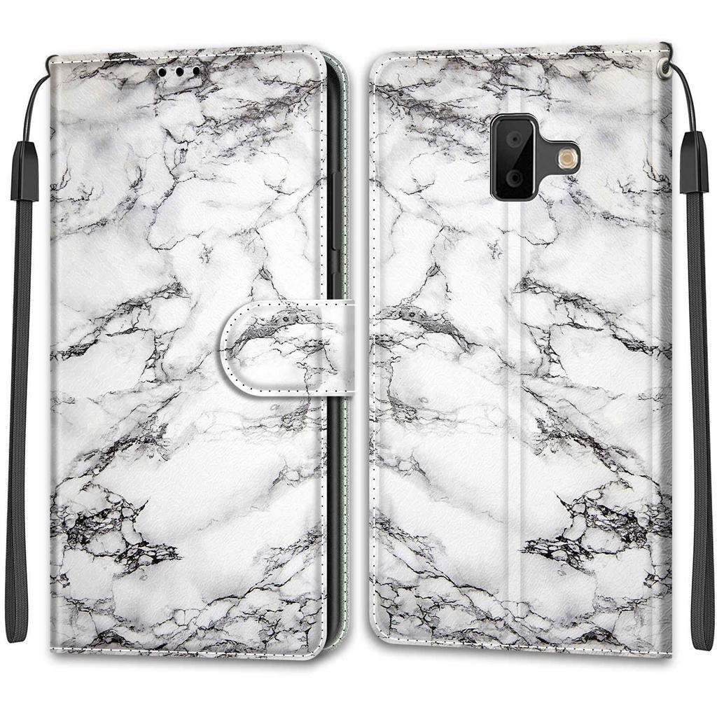 Luxury Painted Leather Case Wallet Book Style Protective Cover for Samsung Galaxy J6 Prime/J6 Plus/J6 (2018) J600/J5/J3