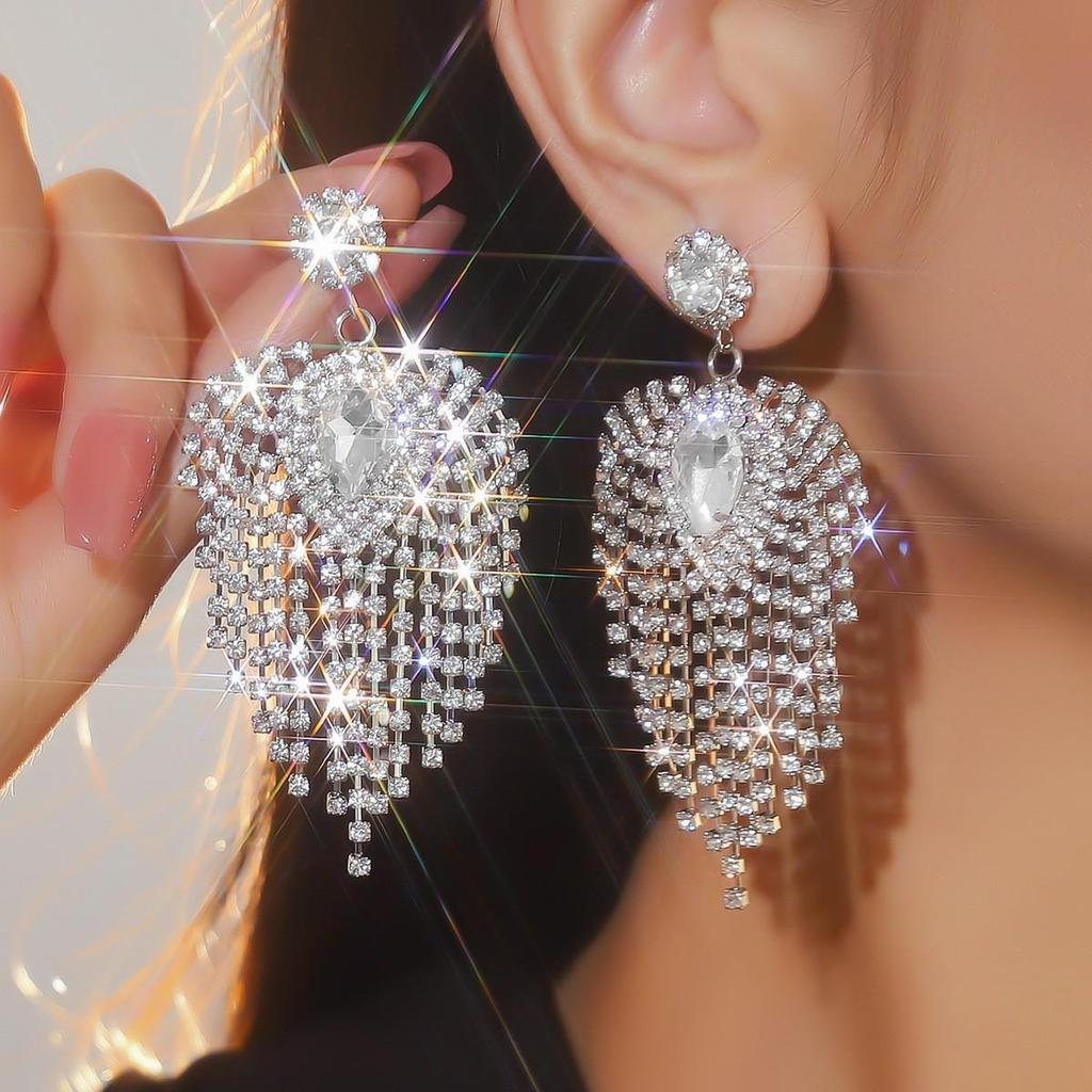 Роскошные клипсы-кисточки со стразами для женщин - Свадебные аксессуары