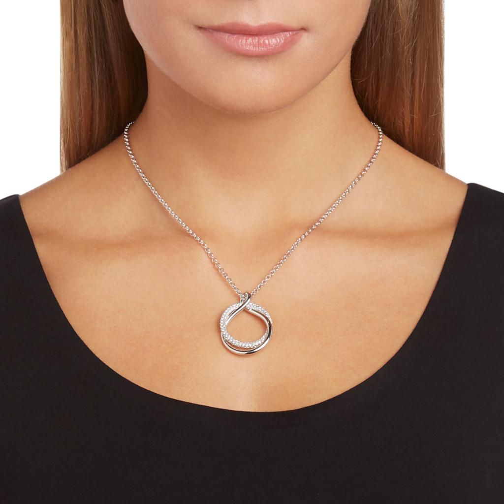 Swarovski Exact Interlocking Double Ring Rhodium Plated Necklace Women necklace 5528922