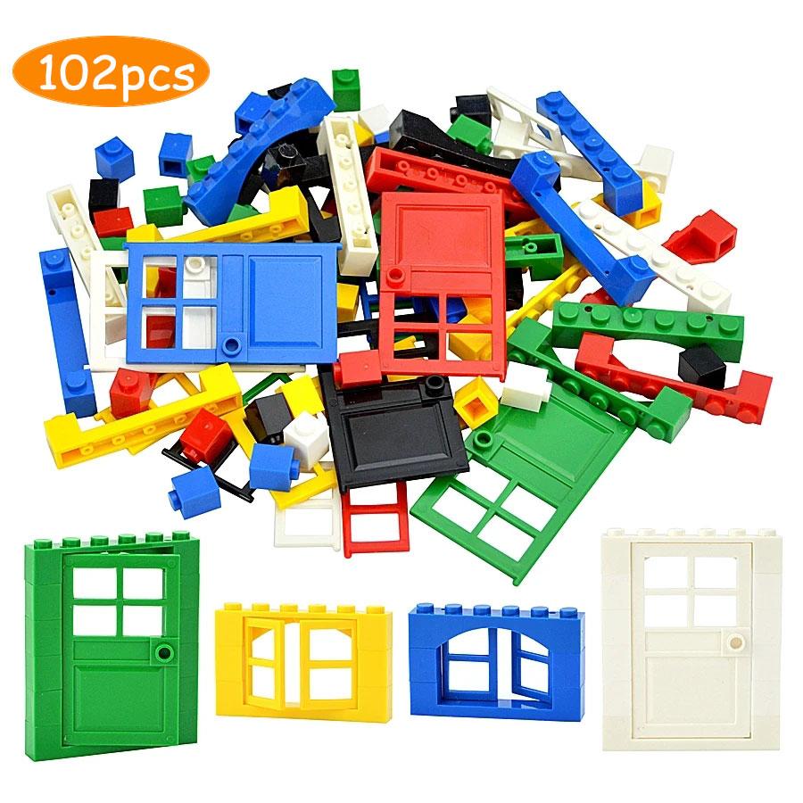 City Window Building Up Cubes Custom Build House Door Frame Glass Bricks Parts Fits 60594 60616 60621 60596 MOC Educational Tool Parts Fo