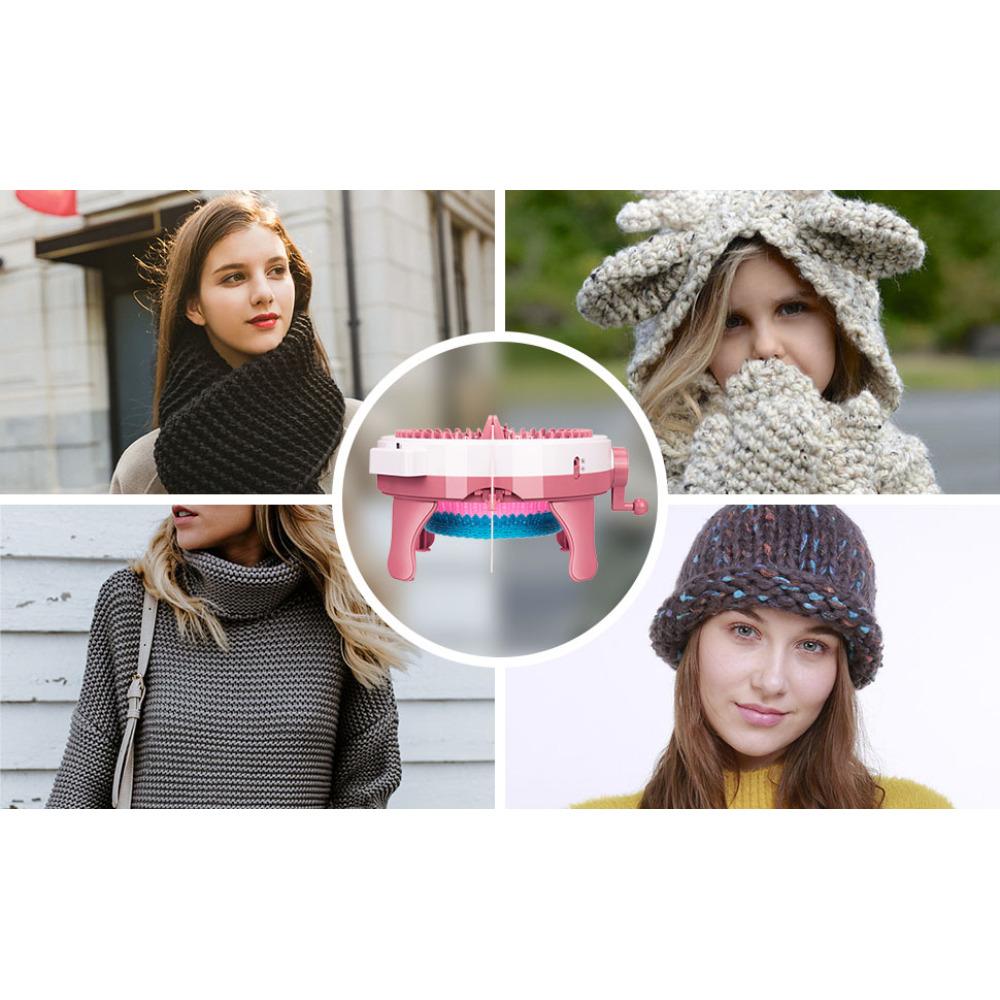 22/32/40 Needles Smart Weaving Round Loom,Knitting Board Rotating Double Knit,Loom Machine Kit for Adults/Kids DIY Knit Scarf Hat Sock