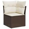 6 Piece Garden Sofa Set with Cushions Brown Poly Rattan