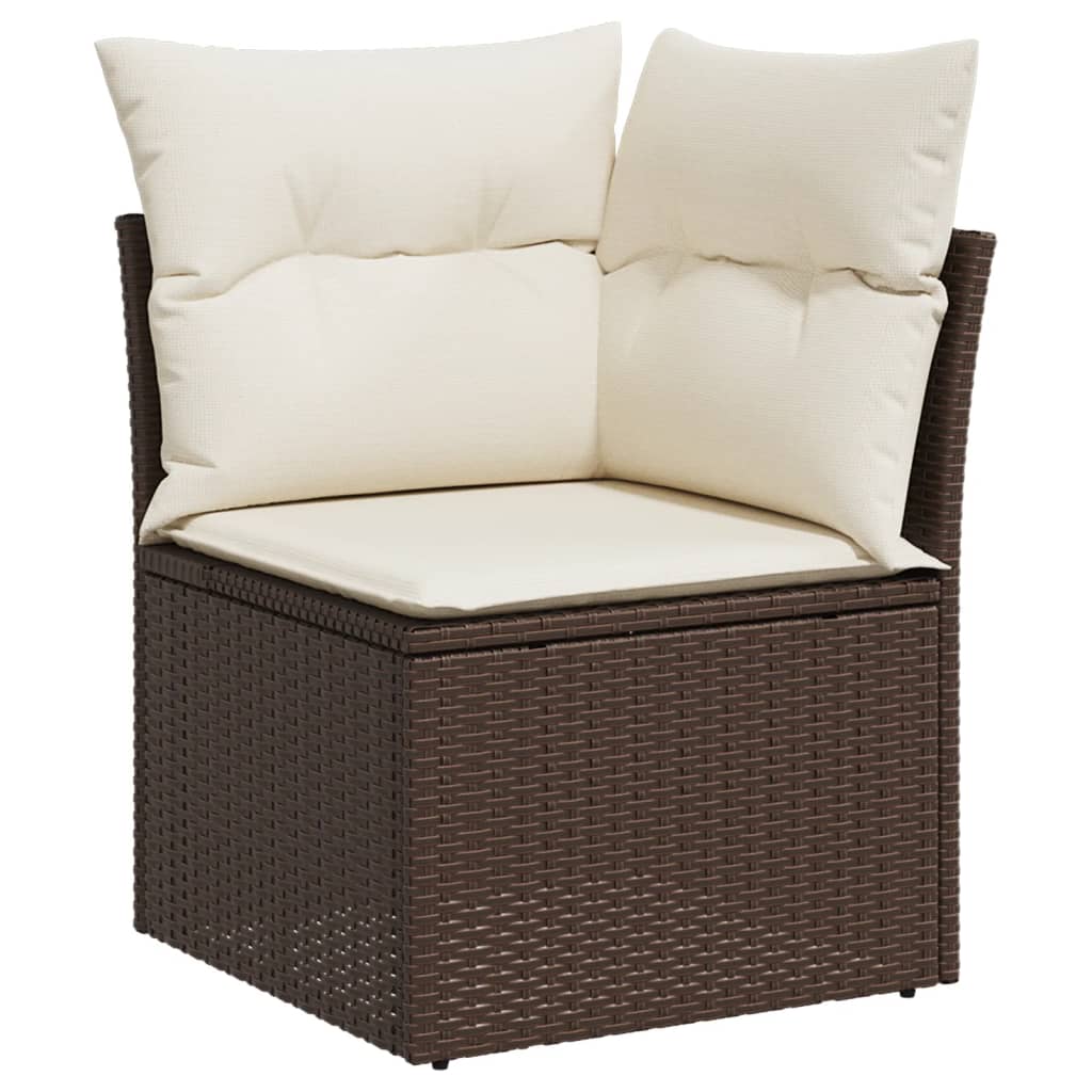 6 Piece Garden Sofa Set with Cushions Brown Poly Rattan