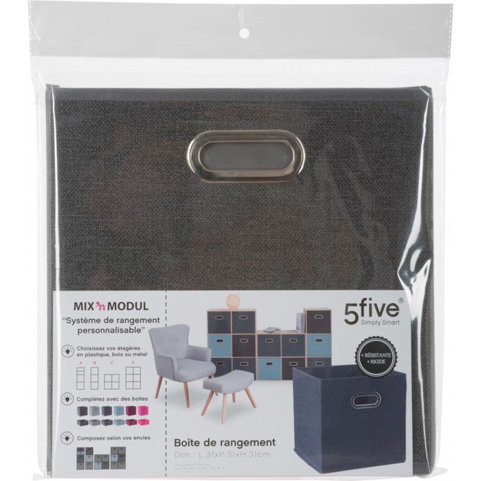 Boite de rangement 31 x 31 x 31 cm Atmosphera - Gris Foncé Chiné