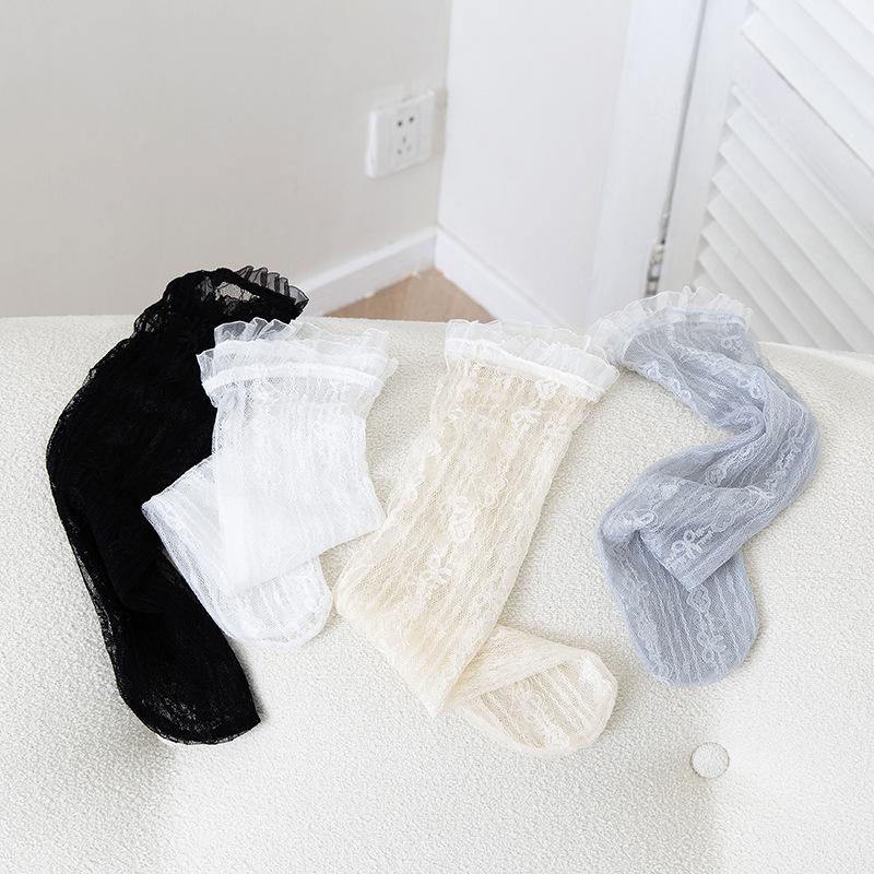 Сексуальные носки с кружевными оборками в японском стиле, ультратонкие прозрачные летние носки с ажурной сеткой, женские модные длинные носки в стиле Харадзюку в стиле ретро