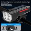 Solar Bicycle Lights Front Intelligent Light-sensing Bike Front Lamp with 120 Decibel Horn Type-c Charging Headlight LED Light