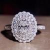 Huitan Full Paved CZ Owal Shape Women Wedding Rings Высококачественные Цветовые Темпераментные Элегантные Женские Перстни Ювелирные Изделия Для Вечеринок