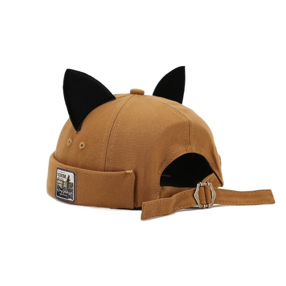 Cute Cat Ears Melon Docker Cap Hip Hop Beanie Hat Retro Style Docker Cap  Worker Wear