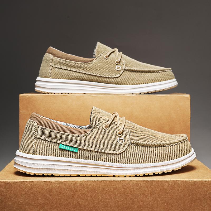 Мужская парусиновая обувь для отдыха на открытом воздухе, серые кроссовки, обувь для вождения, повседневная обувь цвета хаки с широким носком для больших размеров