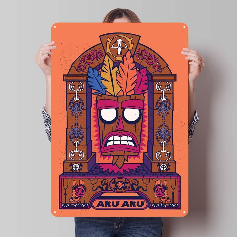 Постеры Crash Bandicoot Классическая игра Металлические таблички Настенное искусство Мурал На заказ Жестяные таблички для геймеров Украшение игровой комнаты Ретро