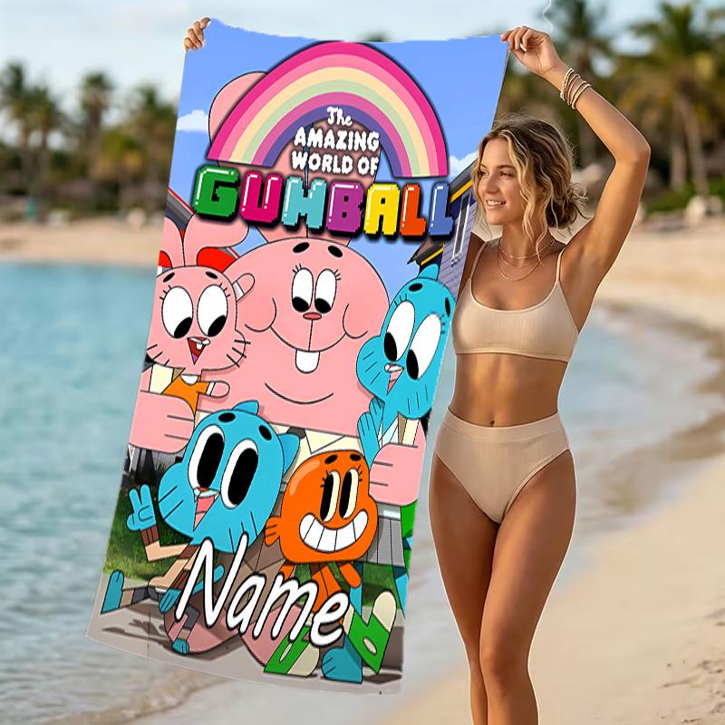 Customizable personalized beach towels The Amazing World of Gumball themed designs.Suitable for the beach, yoga, sports;ideal as beach accessories