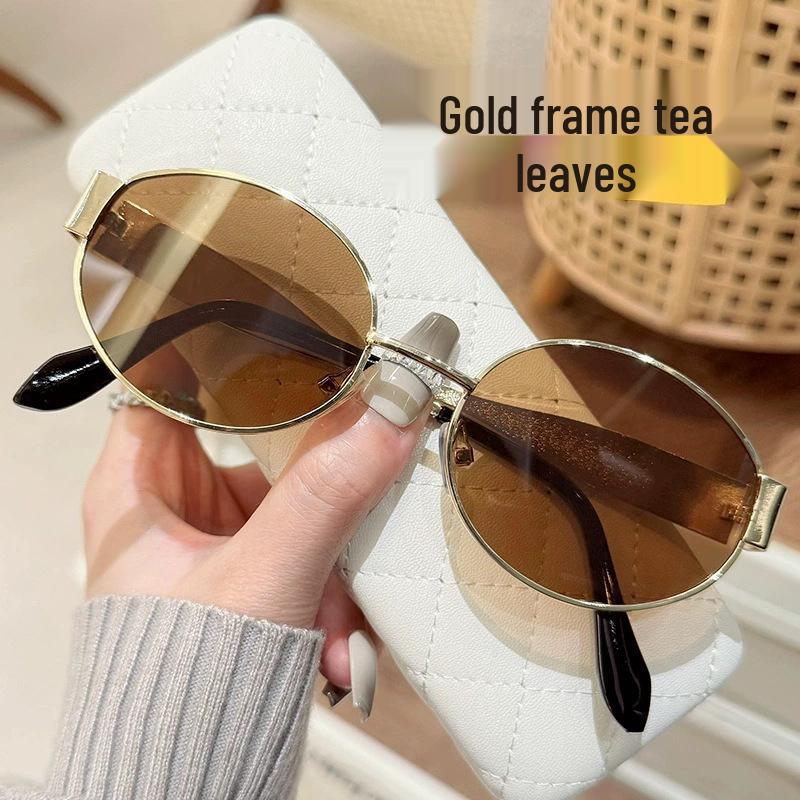 Женские модные металлические овальные солнцезащитные очки - Шикарная защита от солнца с маленькой оправой