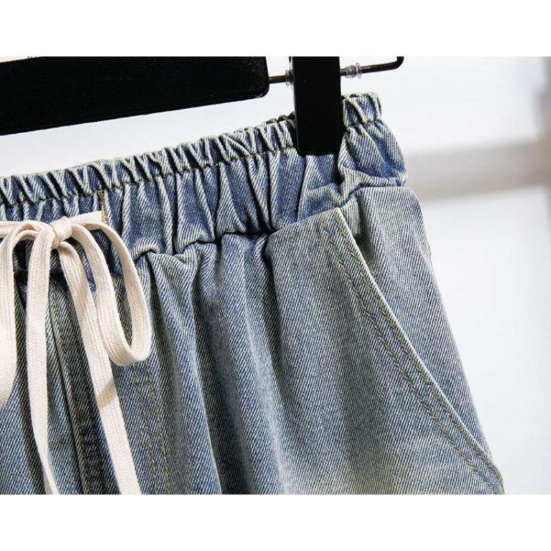 DIMANAF Большой размер 2025 Женские брюки Летние Свободные джинсы Длинные С высокой талией Базовые брюки Эластичная талия 5XL