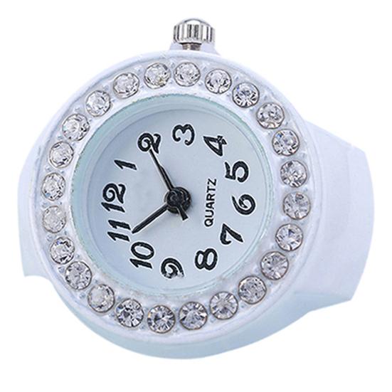 Модные женские силиконовые круглые эластичные кварцевые часы с кольцом на палец со стразами в подарок