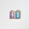 Rectangle Light Purple Synthetic Crystal Copper Charms, Golden Plated DIY Pendants for Earring Necklace Craft Making