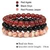 8mm Natural Stone Bracelet Set 3Pcs/set Rhodonite Rose Pink Quartzs Moonstone Amethysts Hematite Bracelets For Women Men Jewelry