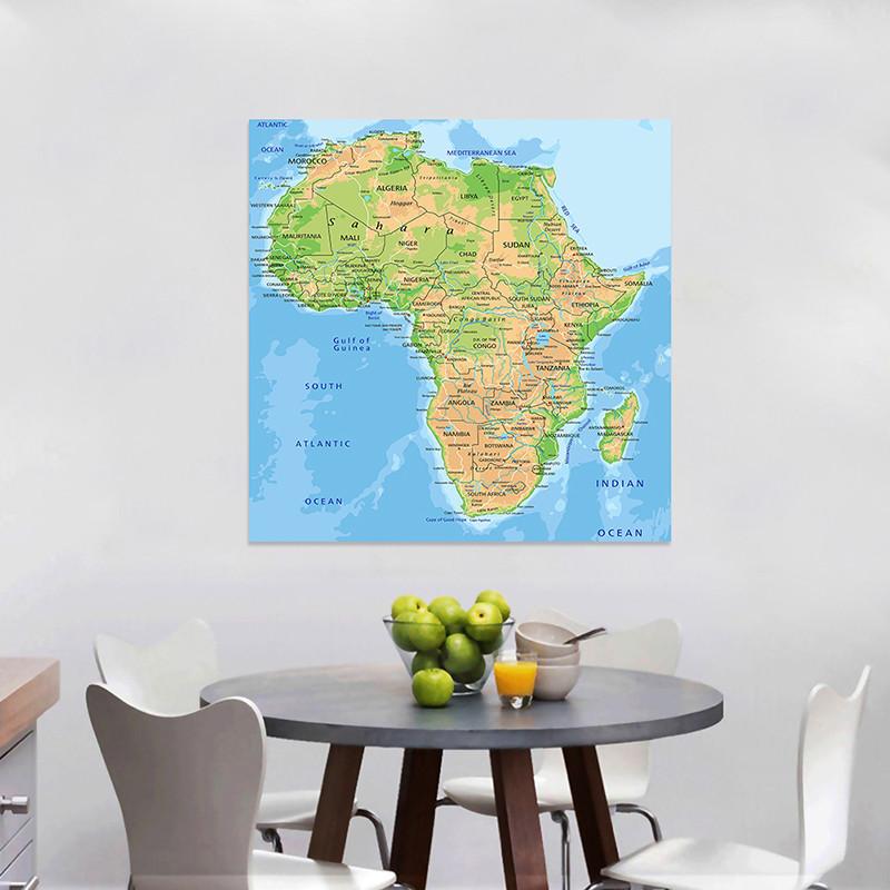 Французская карта-фон-Африканский континент-Топографическая карта страны,Настенный декор,Географический инструмент,Инструменты для туризма
