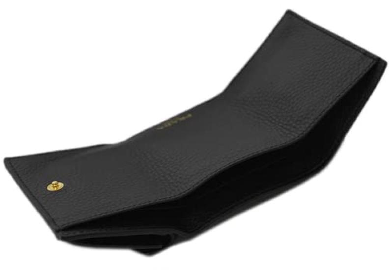 Кошелек Prada 1MH021 PRADA с кошельком для монет GL с логотипом VITELLO GRAIN NERO из телячьей кожи с черной золотой фурнитурой, тройное сложение [предмет]