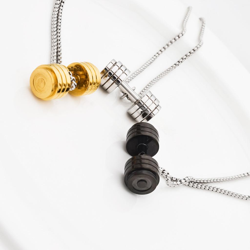 Ожерелье Temu Shein с подвеской в виде мультяшной гантели для хип-хоп моды и мужского подарка