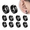 1piece Punk Titanium Steel Ear Clip Earrings For Men Women Print Pattern Black No Pierced Fake Ear Circle New Pop Jewelry