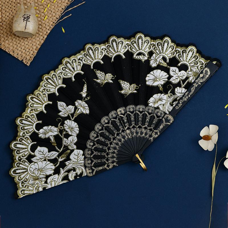 Printed Pattern Dance Party Show Folding Fans Performance Props Decoration Chinese Style Art Craft Gift