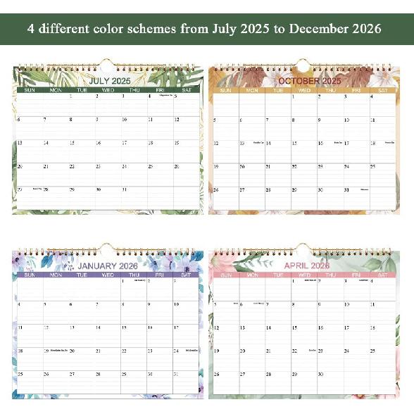 Calendar 2025-2026 - Wall Calendar from October 2025 to December 2026, 15 Months Calendar with Thick Paper for Planning at Home or Office, 8.5" x