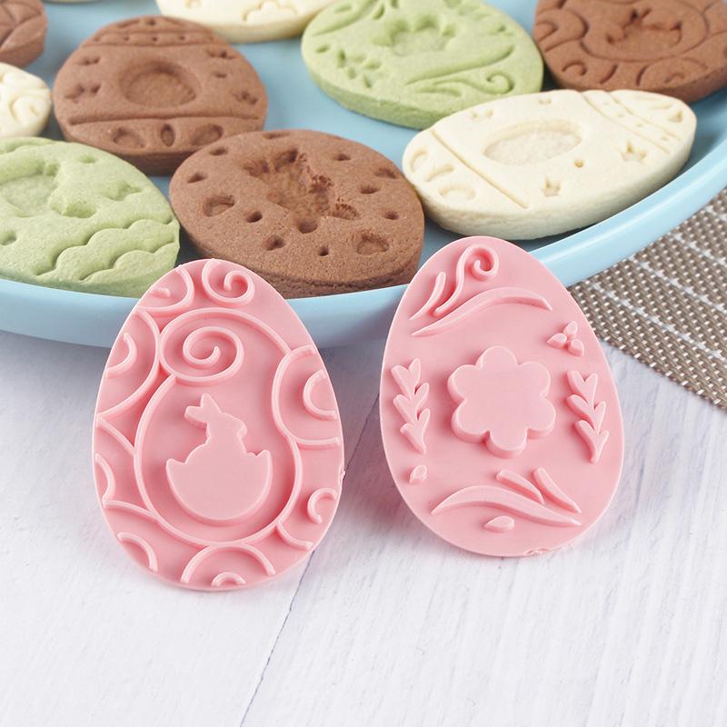 9Pcs Easter Rabbit Biscuit Mold Plastic Bunny Egg Cookie Cutter Stamp Embosser