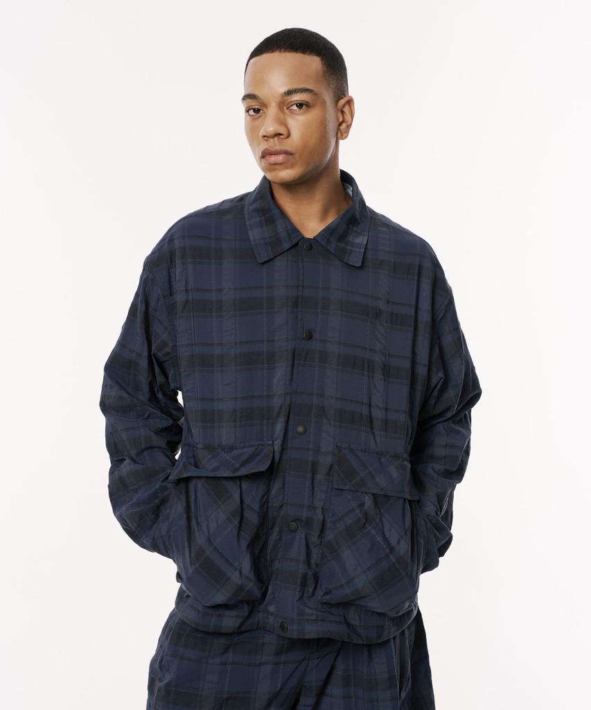 Codemorph Shadow Check Linen Jacket Navy