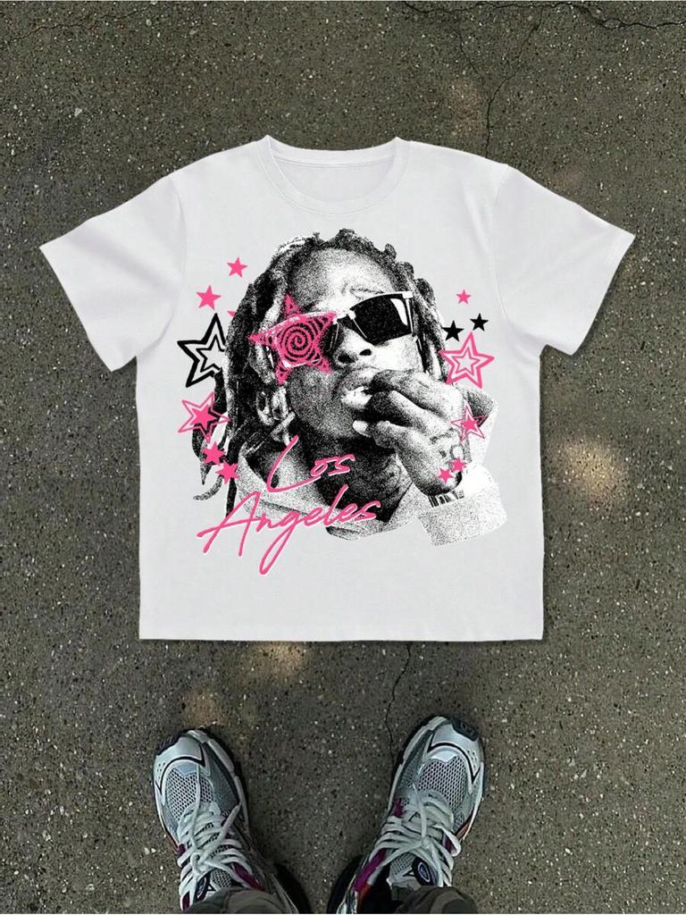 Retro Hip Hop Star And Portrait Graphic Tee For Unisex Made Of 100 Cotton Perfect For Summer Streetwear And Casual Urban Outfits