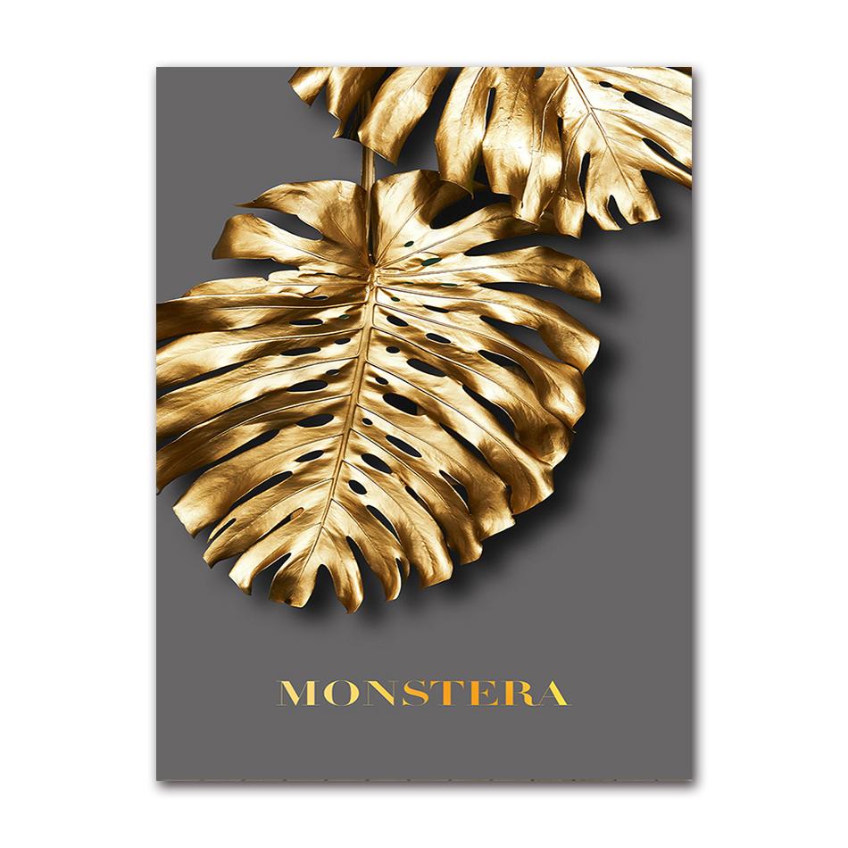 Gold Leaf Posters And Prints Cuadros Wall Art Pictures For Living Room Home Decoration Unframed Abstract Canvas Paintings