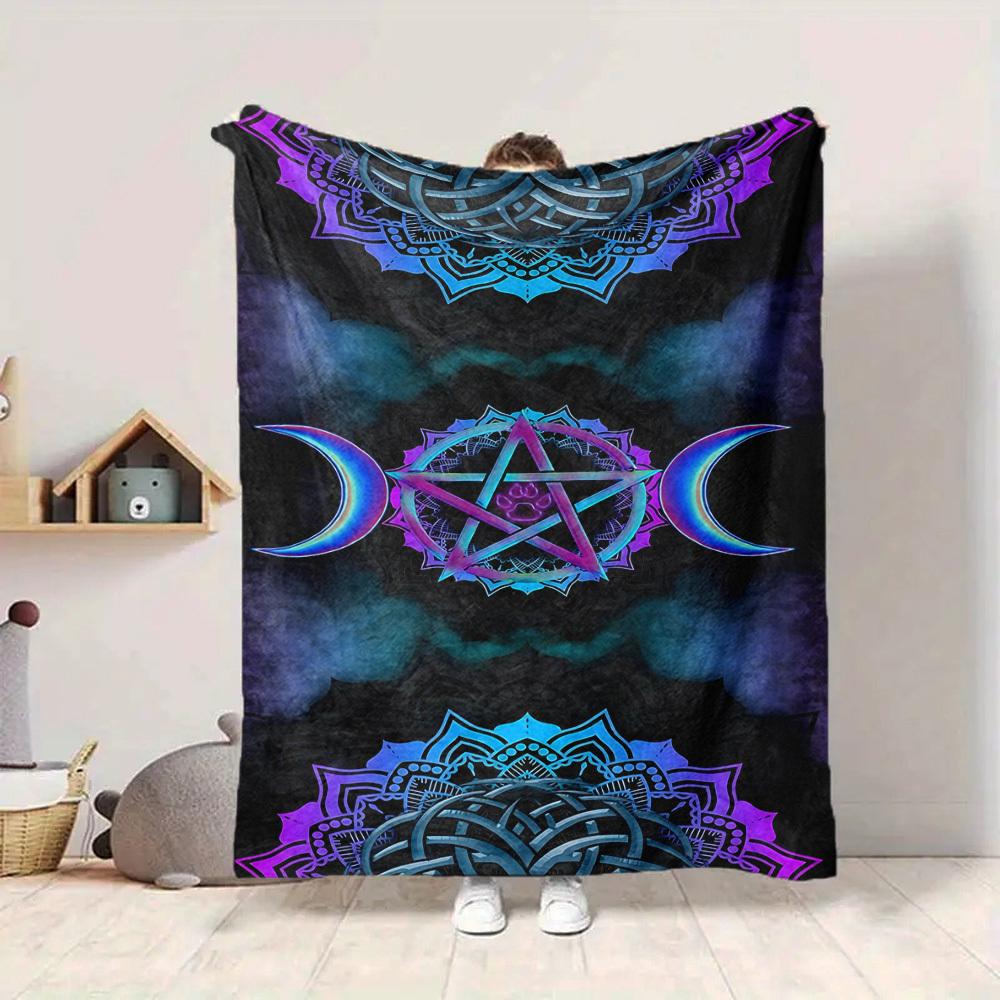 1pc Mandala Art Blanket, Lightweight Flannel Throw For Sofa, Bed, Travel, Camping, Livingroom, Office, Couch, Chair