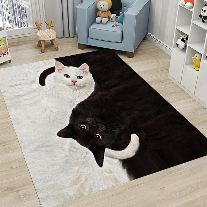 Ковры с 3D-печатью кошек для дома, гостиной, детской спальни, дивана, придверный коврик, кухонные напольные коврики, противоскользящий декор, подарок