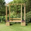 Garden Pergola - vidaXL - 318565 - Solid Pine Wood - Bench Included - Built-in Planters