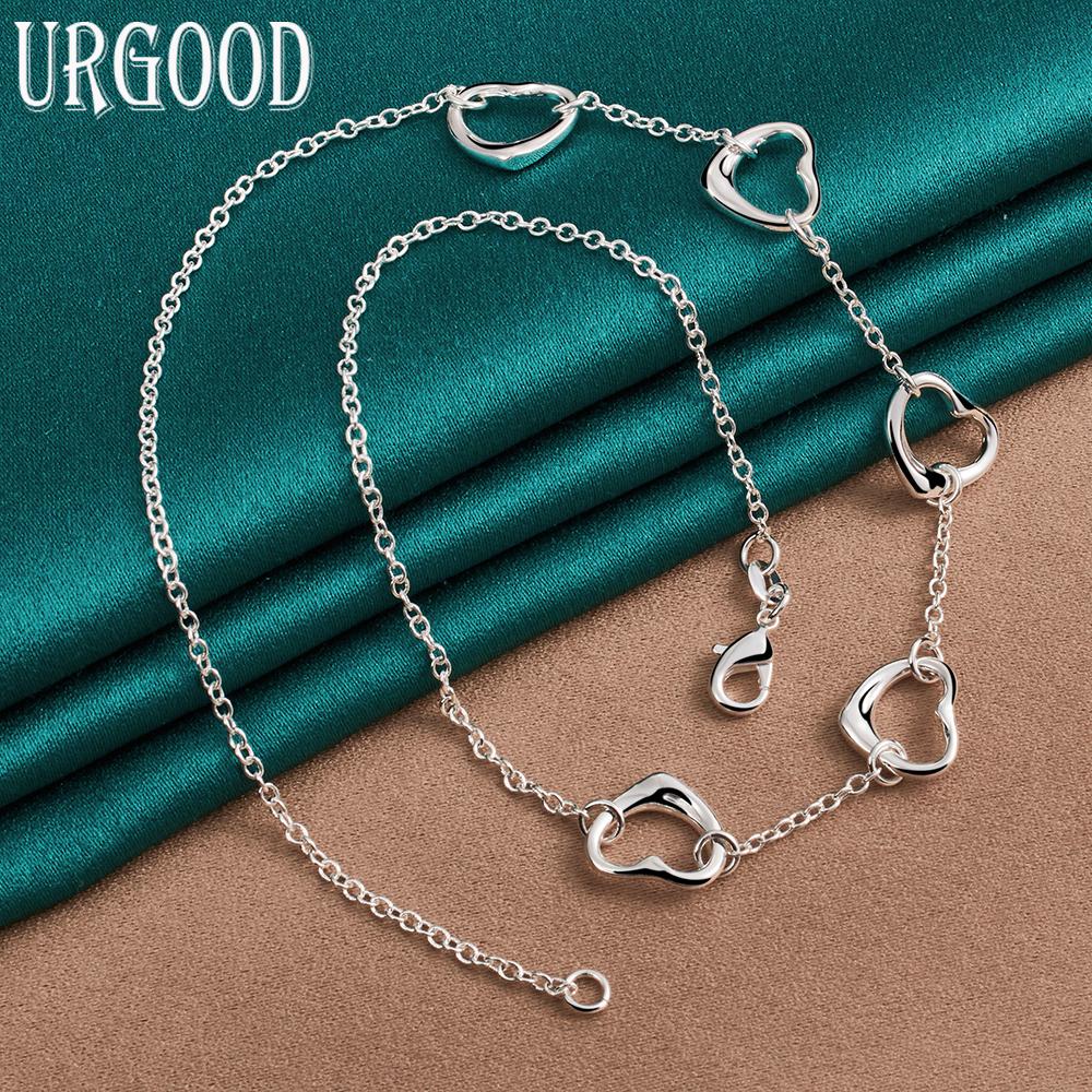 925 Sterling Silver Heart Necklace Fashion Jewelry