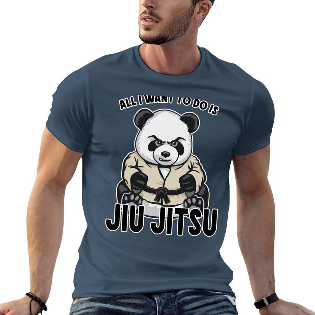 Jiu Jitsu Panda All I Want To Do Is Cute Bear Tshirt Casual Soft Cotton Short Sleeve Tee