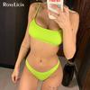 Сексуальные неоновые желтые стринги-бикини, женские купальники, стринги, женский комплект бикини, купальный костюм в рубчик