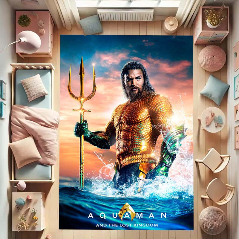 Aquaman fantasy movie rug, suitable for bedrooms, living rooms, and sofa décor; large children's play rug.
