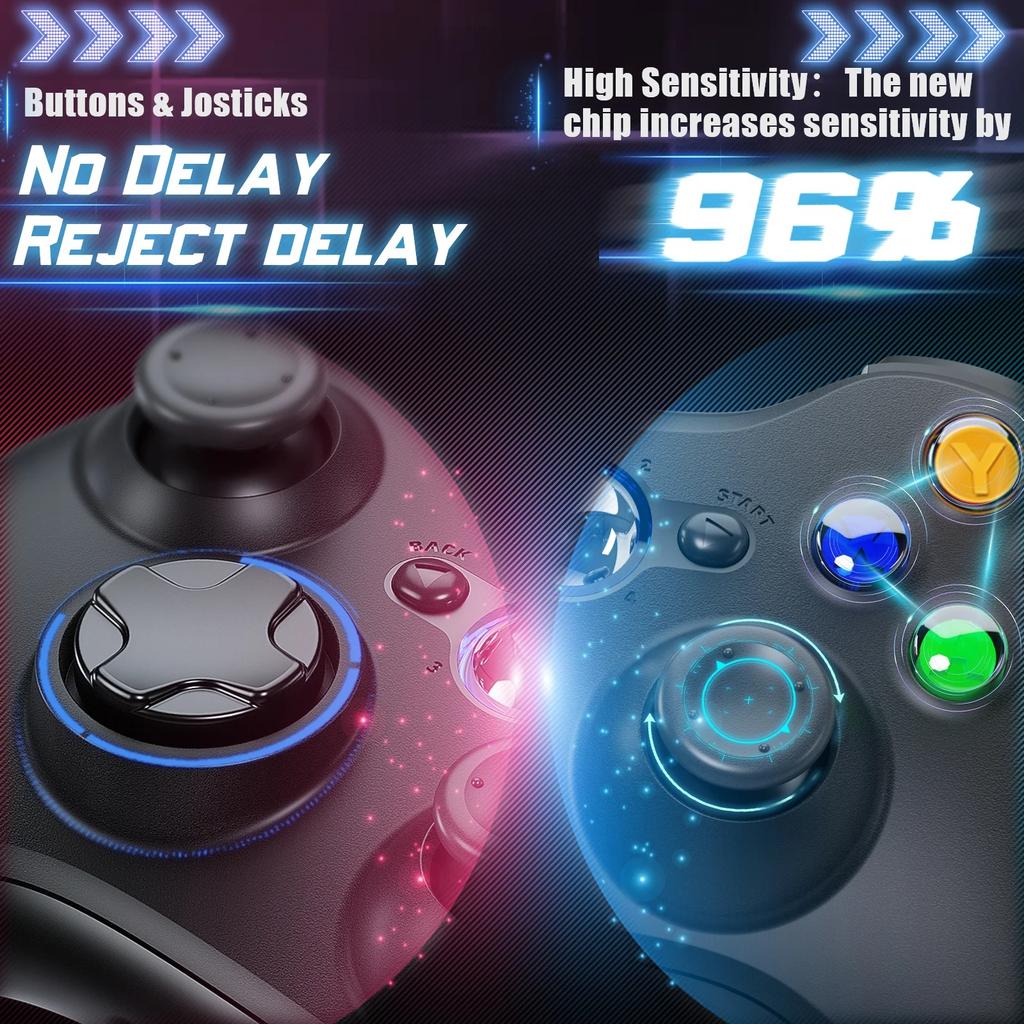 Беспроводной/проводной контроллер для Xbox 360 / 360 Slim Геймпад Джойстик Совместим с Xbox 360/360 Slim и ПК Windows Игры