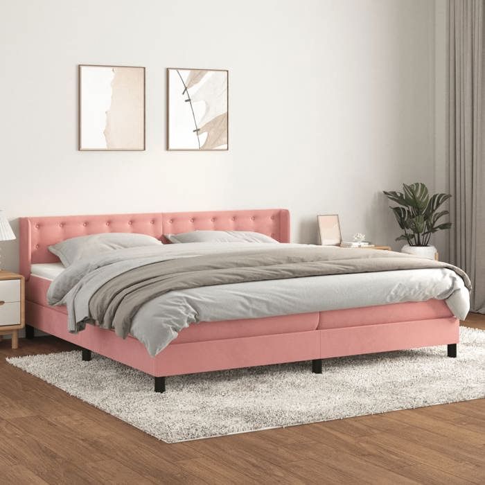 Maison Exclusive - Sommier à lattes de lit avec matelas Rose 200x200 cm Velours